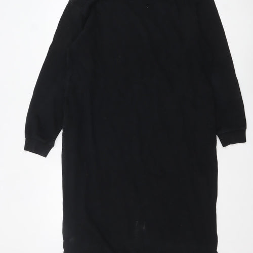Zara Women Black Size 12 Long Sleeve Cotton T-Shirt Dress