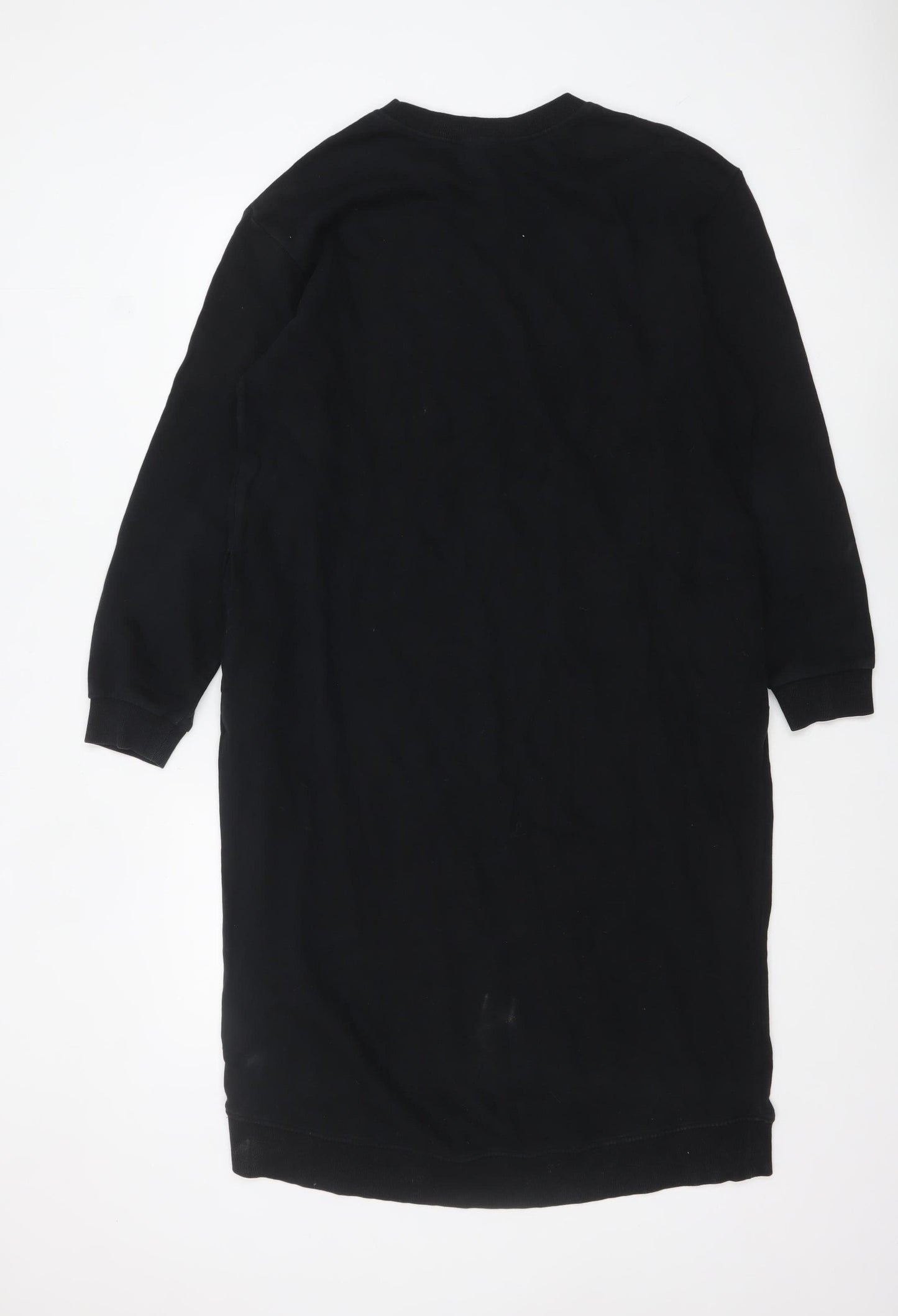 Zara Women Black Size 12 Long Sleeve Cotton T-Shirt Dress