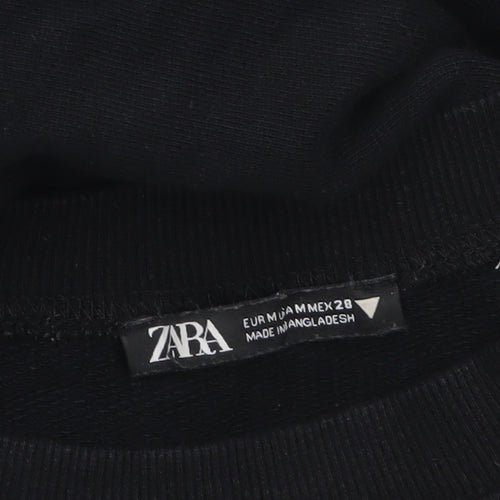 Zara Women Black Size 12 Long Sleeve Cotton T-Shirt Dress