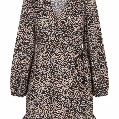 ASOS DESIGN Women’s Beige Leopard Print Wrap Dress Size 16