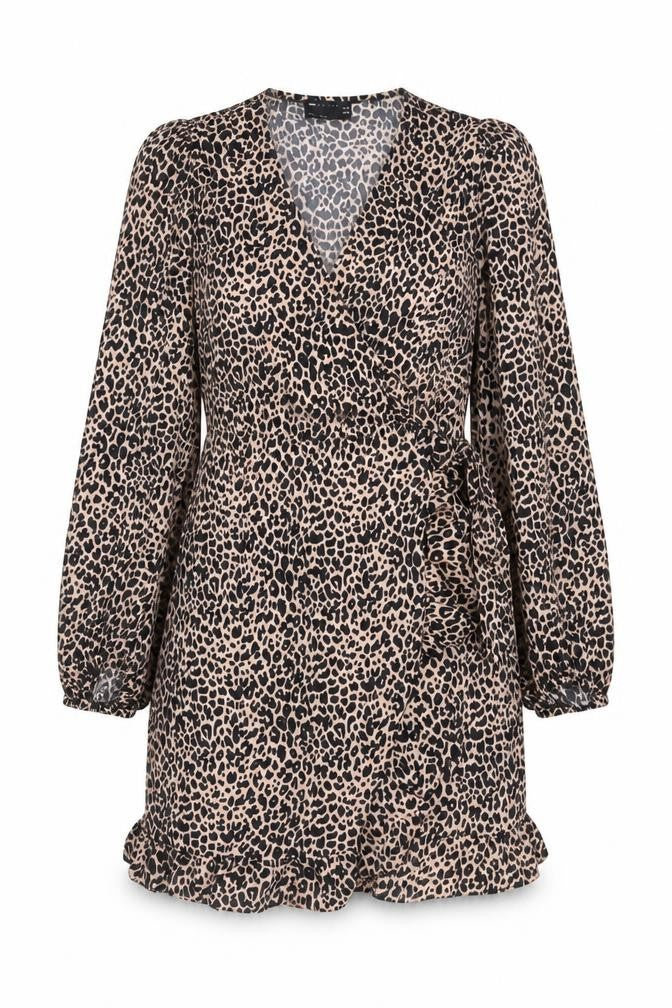 ASOS DESIGN Women’s Beige Leopard Print Wrap Dress Size 16