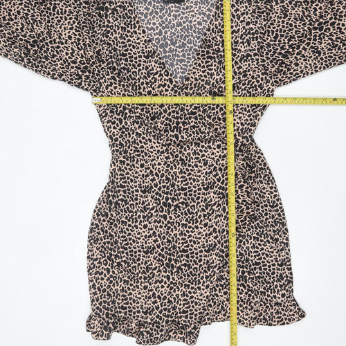 ASOS DESIGN Women’s Beige Leopard Print Wrap Dress Size 16