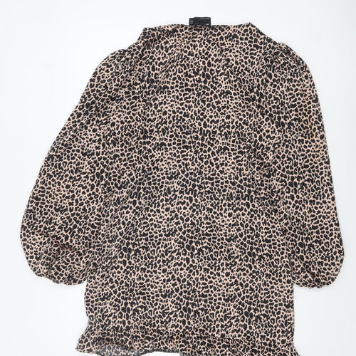 ASOS DESIGN Women’s Beige Leopard Print Wrap Dress Size 16