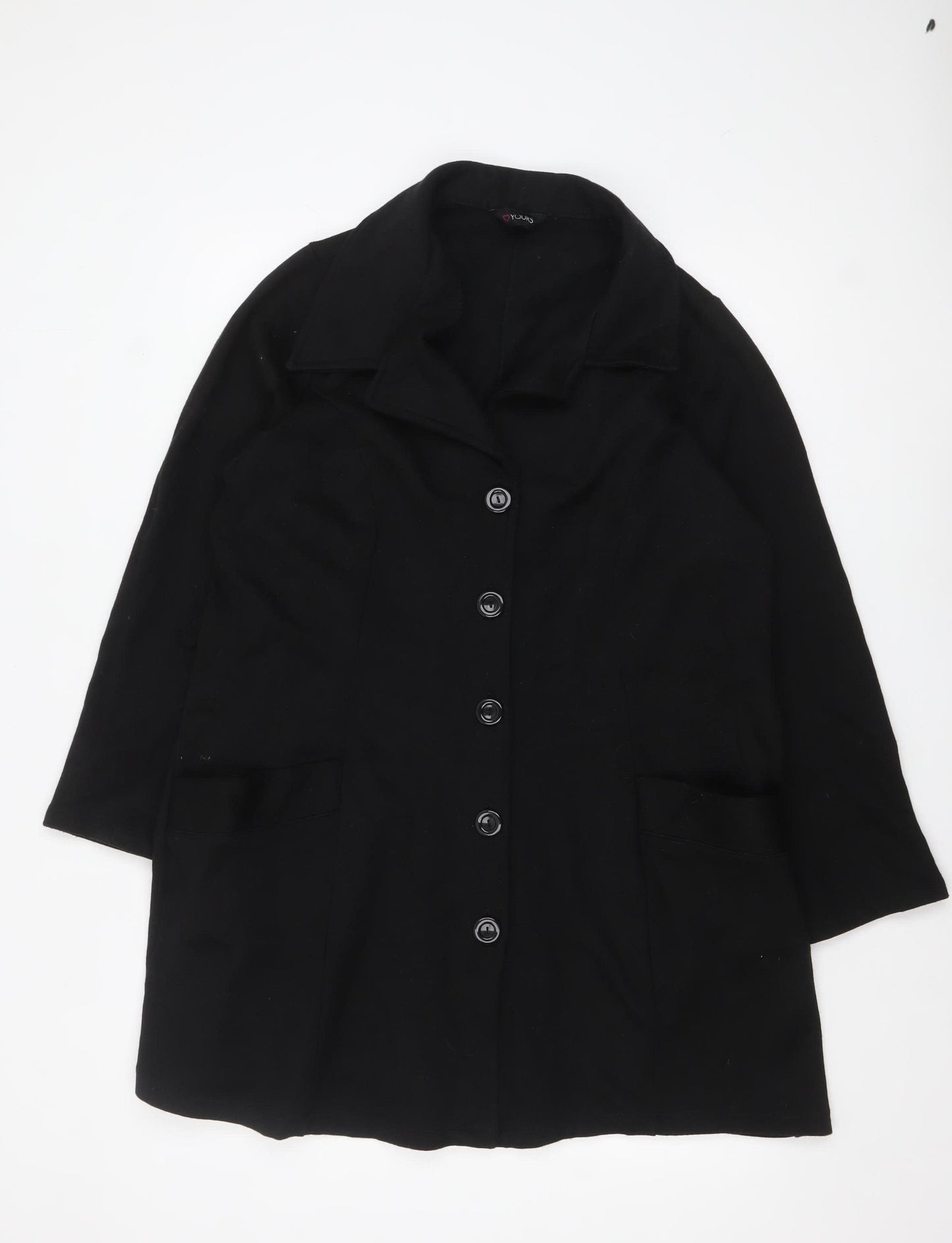 Yours Clothing Womens Black Plus Size 18 Mid-Length Overcoat