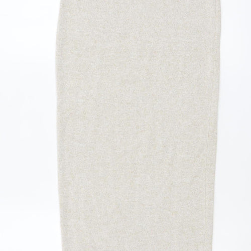PrettyLittleThing Women Beige Size 8 Long Bodycon Knit Dress