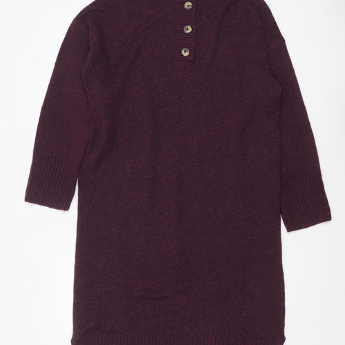 Nutmeg Women’s Purple Knit Jumper Dress Size 12-14 Long Sleeve
