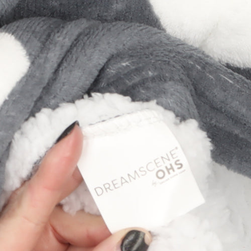 Dreamscene Women Grey Heart Fleece Hooded Robe OHS One Size