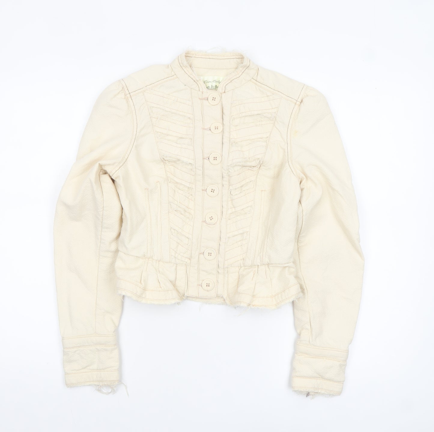 Miss Selfridge Women's Beige Cropped Cotton Jacket Size 10