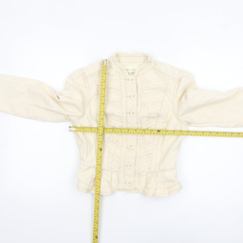 Miss Selfridge Women's Beige Cropped Cotton Jacket Size 10
