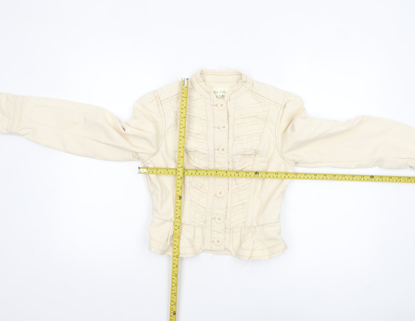 Miss Selfridge Women's Beige Cropped Cotton Jacket Size 10