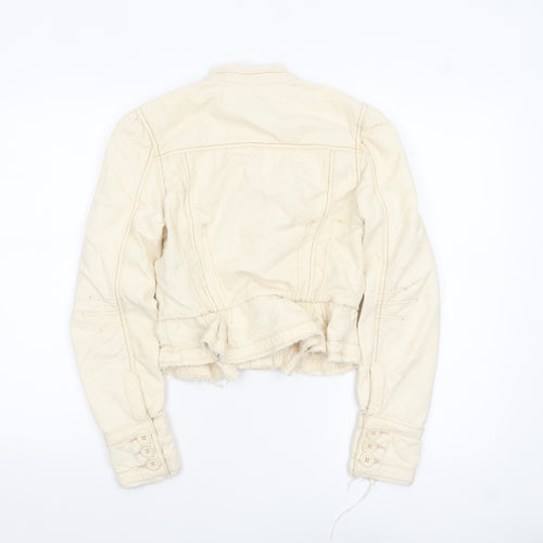 Miss Selfridge Women's Beige Cropped Cotton Jacket Size 10