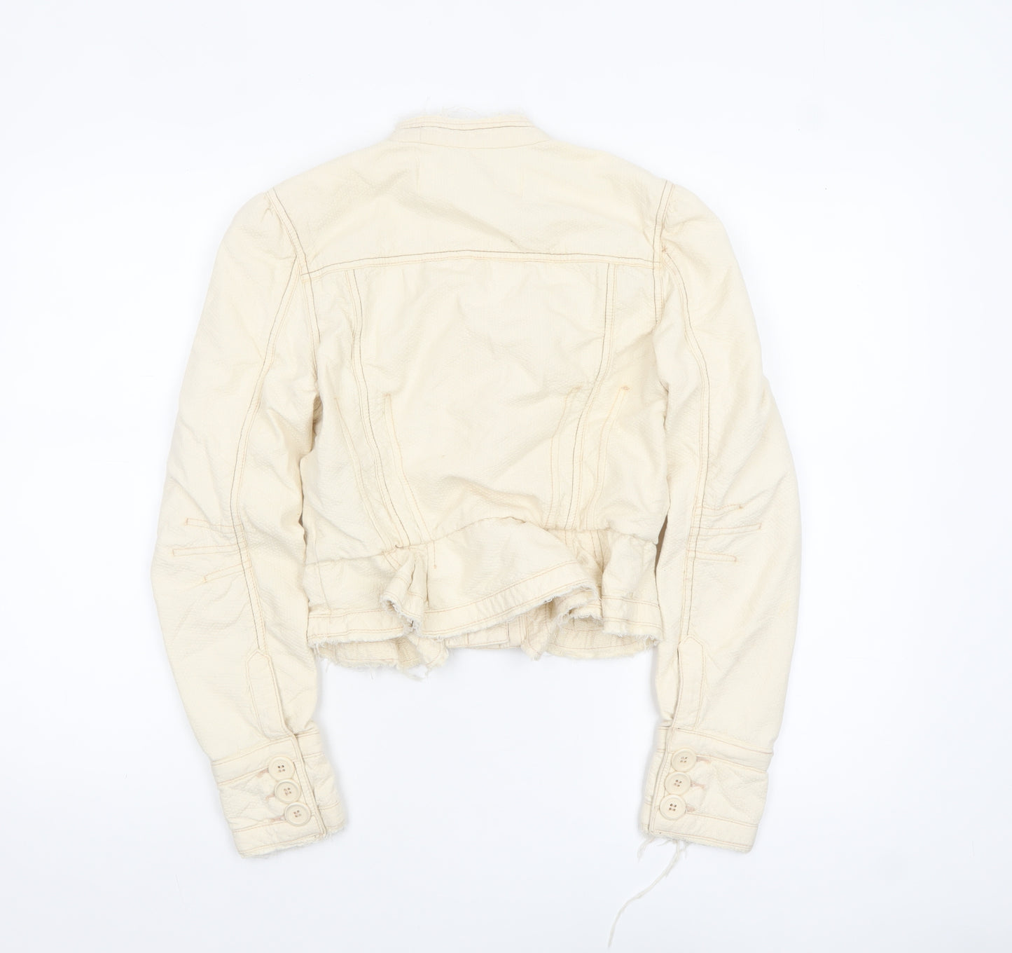 Miss Selfridge Women's Beige Cropped Cotton Jacket Size 10