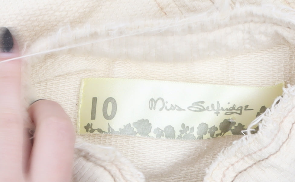 Miss Selfridge Women's Beige Cropped Cotton Jacket Size 10