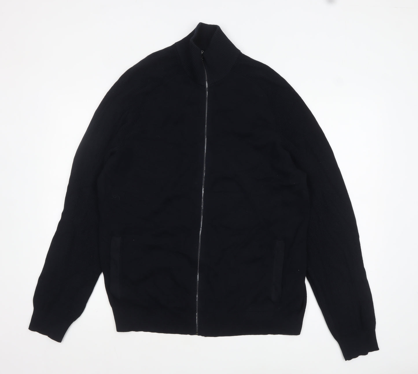 Marks and Spencer Men's Black XL Full Zip Cotton Modal Jumper