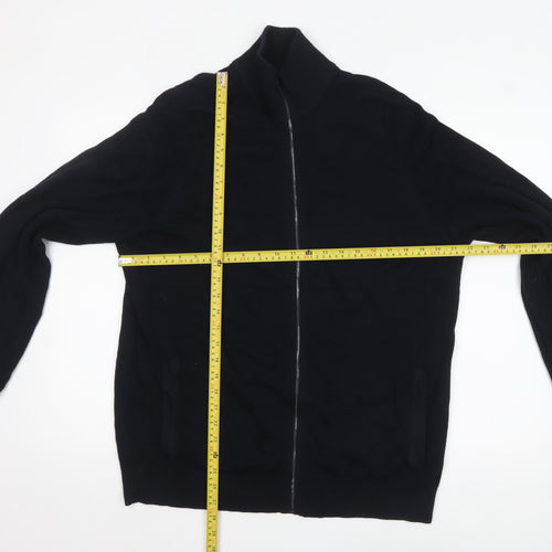 Marks and Spencer Men's Black XL Full Zip Cotton Modal Jumper