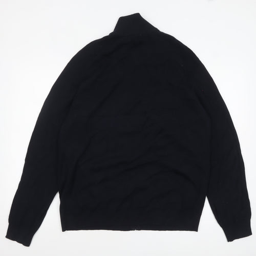 Marks and Spencer Men's Black XL Full Zip Cotton Modal Jumper