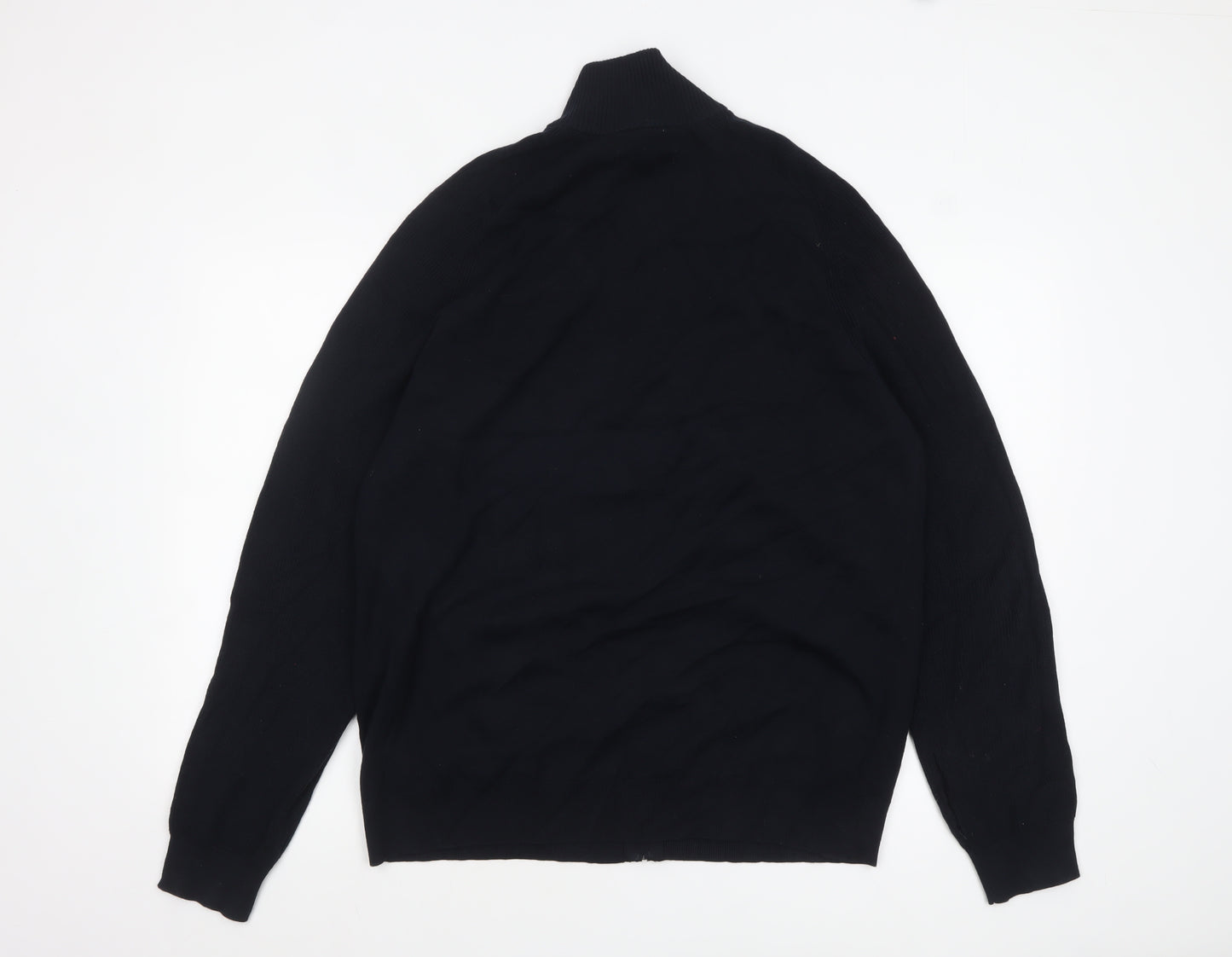 Marks and Spencer Men's Black XL Full Zip Cotton Modal Jumper