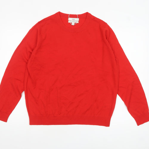 Marks and Spencer Women’s Red Merino Wool Crew Neck Jumper Size 16