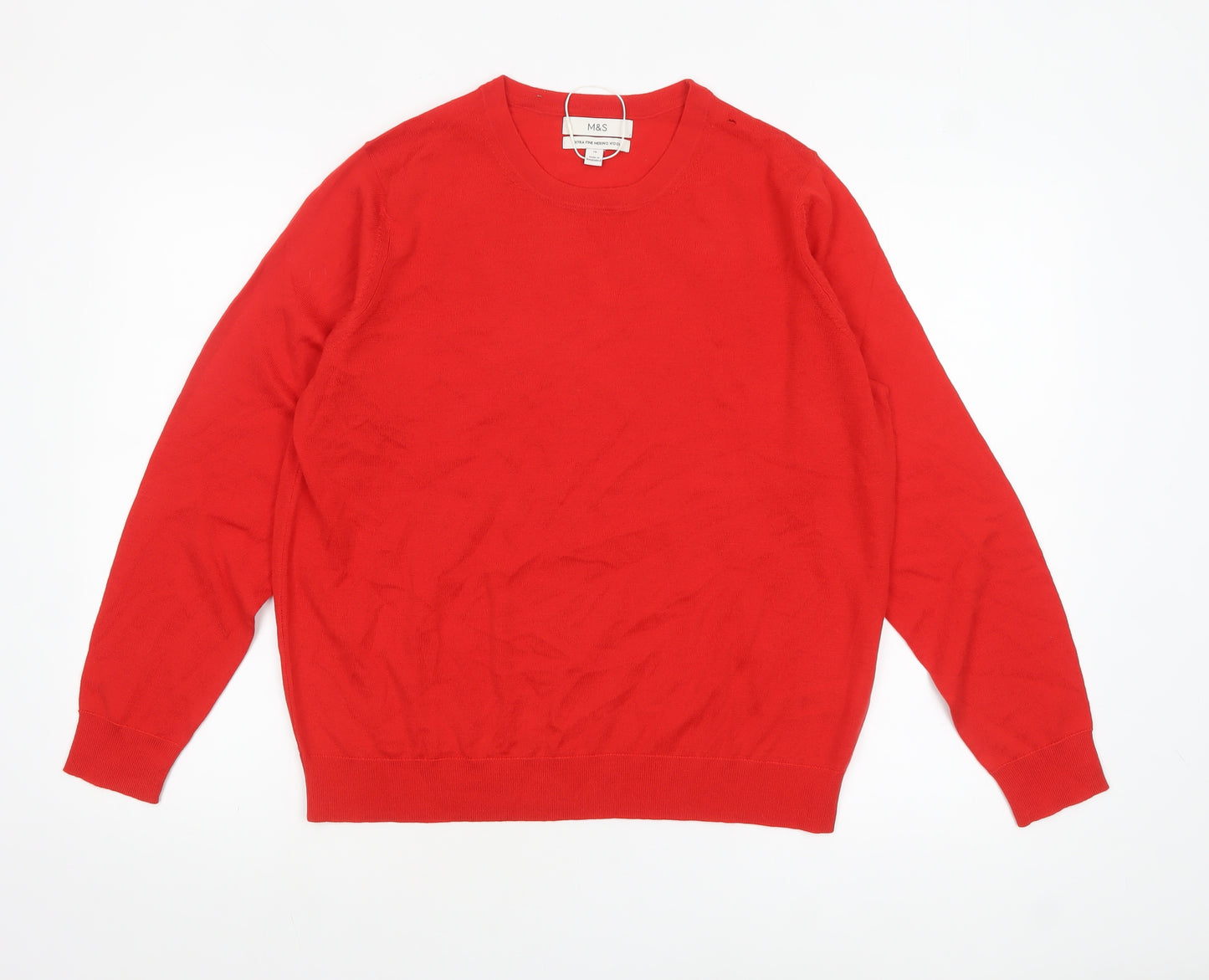 Marks and Spencer Women’s Red Merino Wool Crew Neck Jumper Size 16