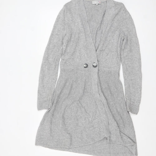 Marks and Spencer Per Una Women's Grey Cardigan Size 10 Knit Long Sleeve