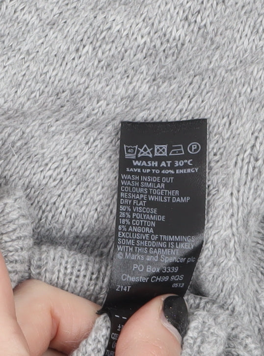 Marks and Spencer Per Una Women's Grey Cardigan Size 10 Knit Long Sleeve