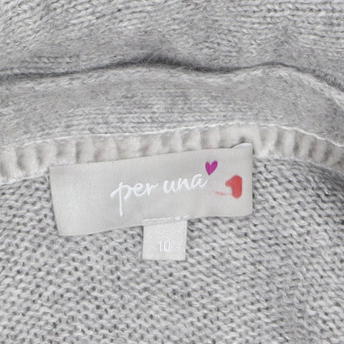 Marks and Spencer Per Una Women's Grey Cardigan Size 10 Knit Long Sleeve