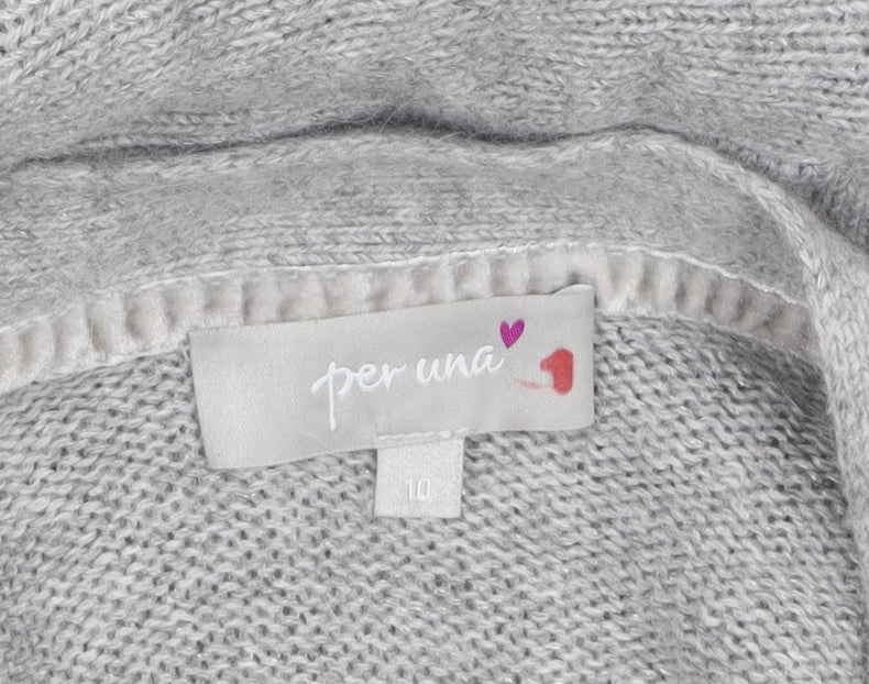 Marks and Spencer Per Una Women's Grey Cardigan Size 10 Knit Long Sleeve