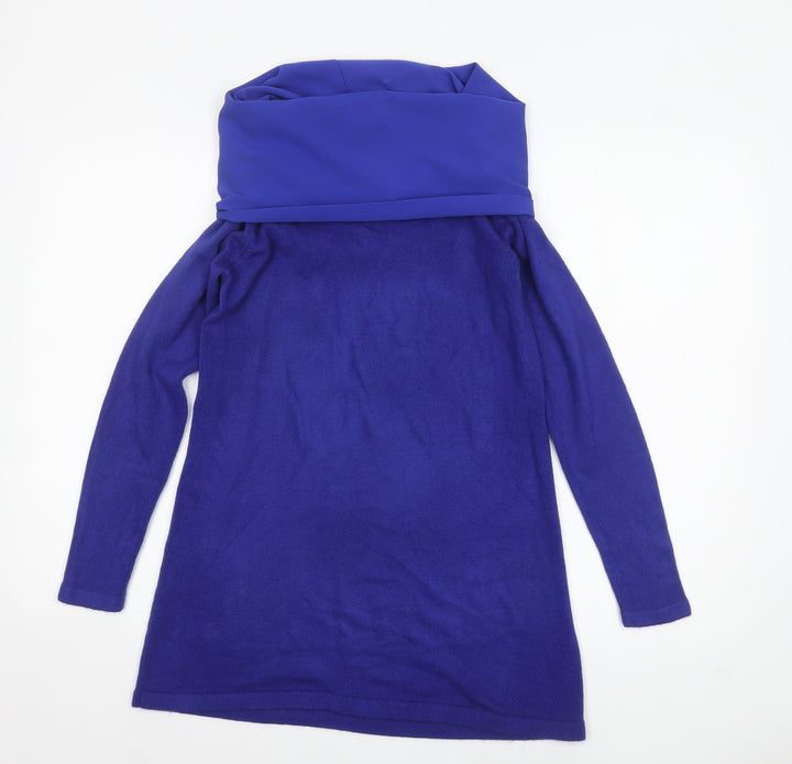 Marks and Spencer Women’s Blue Cowl Neck Tunic Jumper Size 8