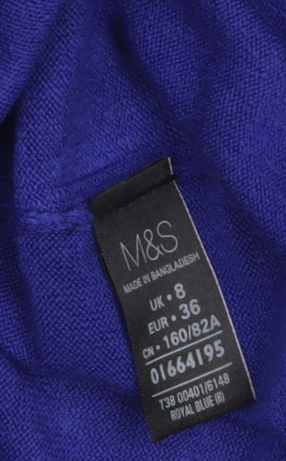 Marks and Spencer Women’s Blue Cowl Neck Tunic Jumper Size 8