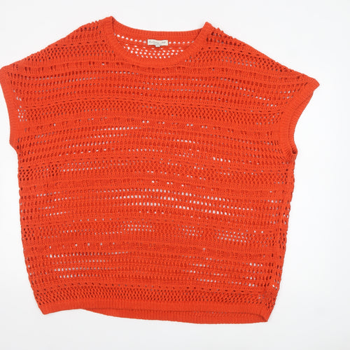 F&F Women Orange Open Knit Sleeveless Cotton Jumper Size 22