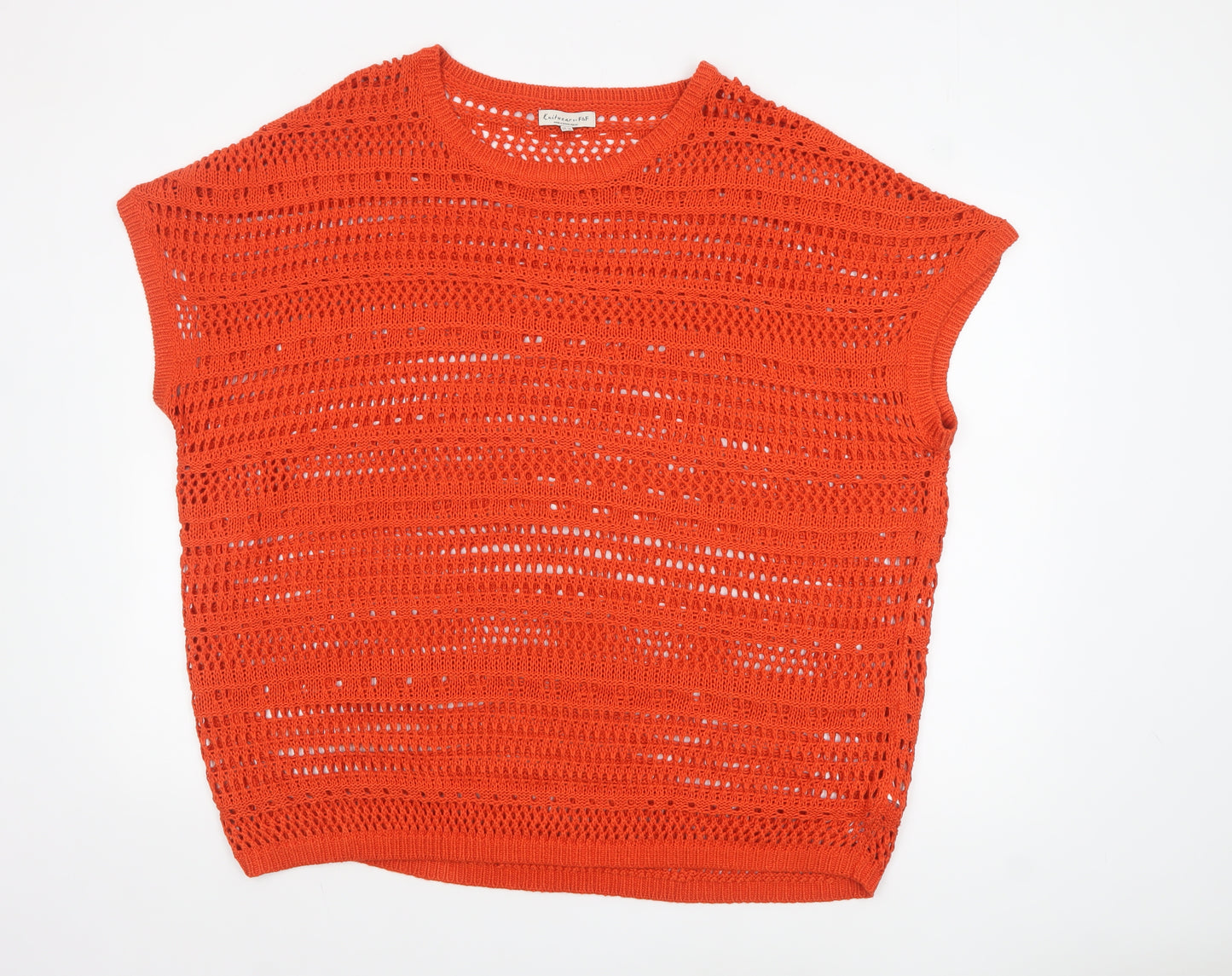 F&F Women Orange Open Knit Sleeveless Cotton Jumper Size 22