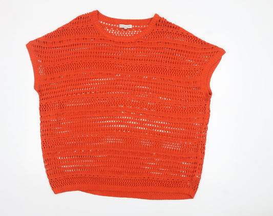 F&F Women Orange Open Knit Sleeveless Cotton Jumper Size 22