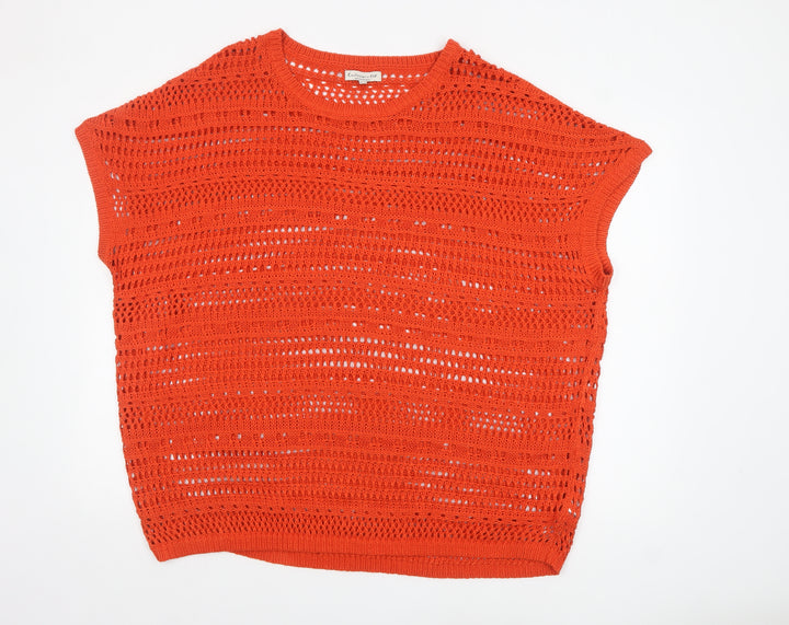 F&F Women Orange Open Knit Sleeveless Cotton Jumper Size 22