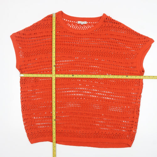 F&F Women Orange Open Knit Sleeveless Cotton Jumper Size 22