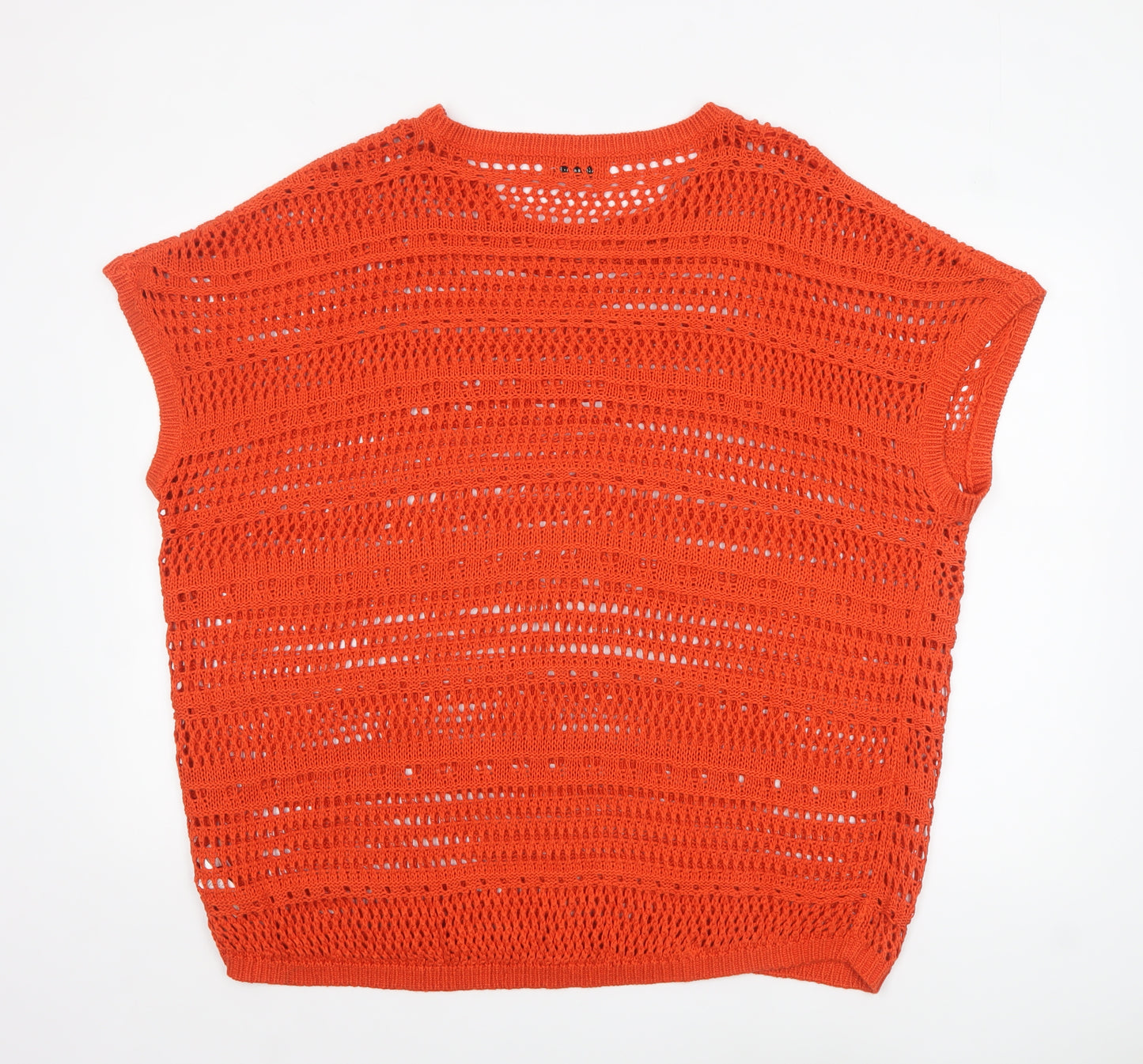 F&F Women Orange Open Knit Sleeveless Cotton Jumper Size 22