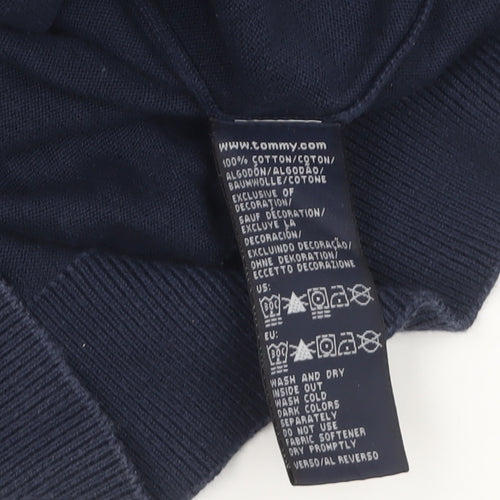 Tommy Hilfiger Men’s Blue Cotton V-Neck Golf Jumper Size M