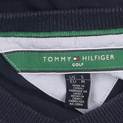 Tommy Hilfiger Men’s Blue Cotton V-Neck Golf Jumper Size M