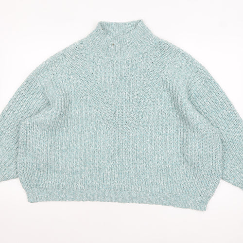 Marks and Spencer Womens Green XL Chunky Mock Neck Pullover Jumper