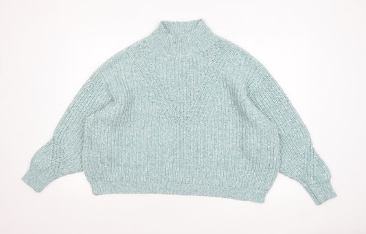 Marks and Spencer Womens Green XL Chunky Mock Neck Pullover Jumper