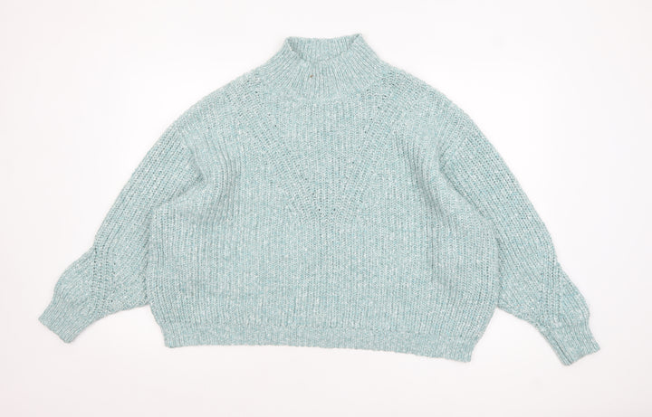 Marks and Spencer Womens Green XL Chunky Mock Neck Pullover Jumper