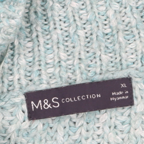Marks and Spencer Womens Green XL Chunky Mock Neck Pullover Jumper