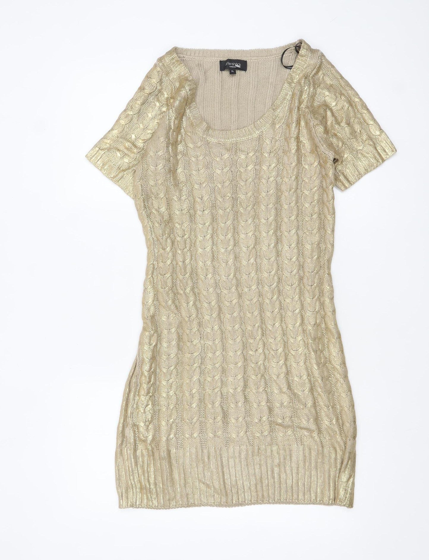 Aftershock London Women’s Gold Knit Jumper Dress XL