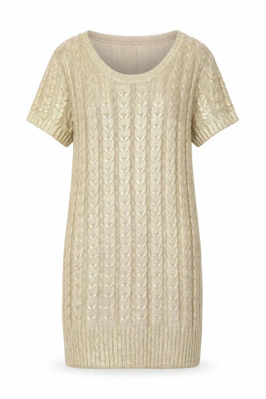 Front view of Aftershock London Women’s Gold Knit Jumper Dress XL