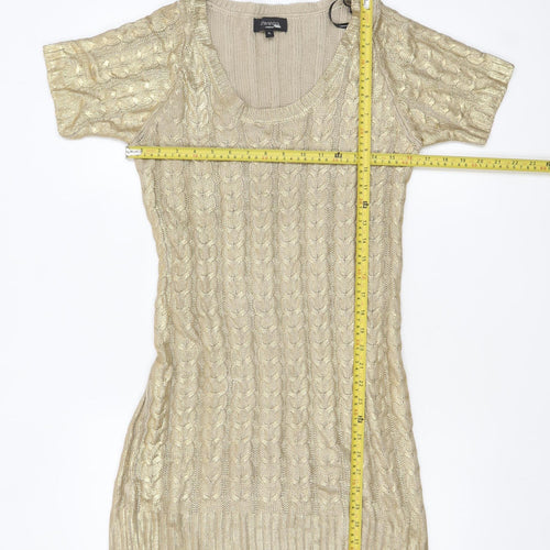 Aftershock London Women’s Gold Knit Jumper Dress XL