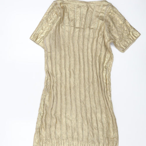 Aftershock London Women’s Gold Knit Jumper Dress XL