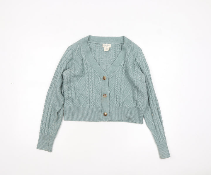 Jessica Simpson Women’s Green Cable-Knit Cardigan Size L