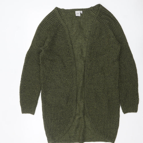 ICHI Women's Green Chunky Knit Open Cardigan Size S