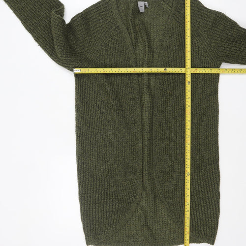 ICHI Women's Green Chunky Knit Open Cardigan Size S