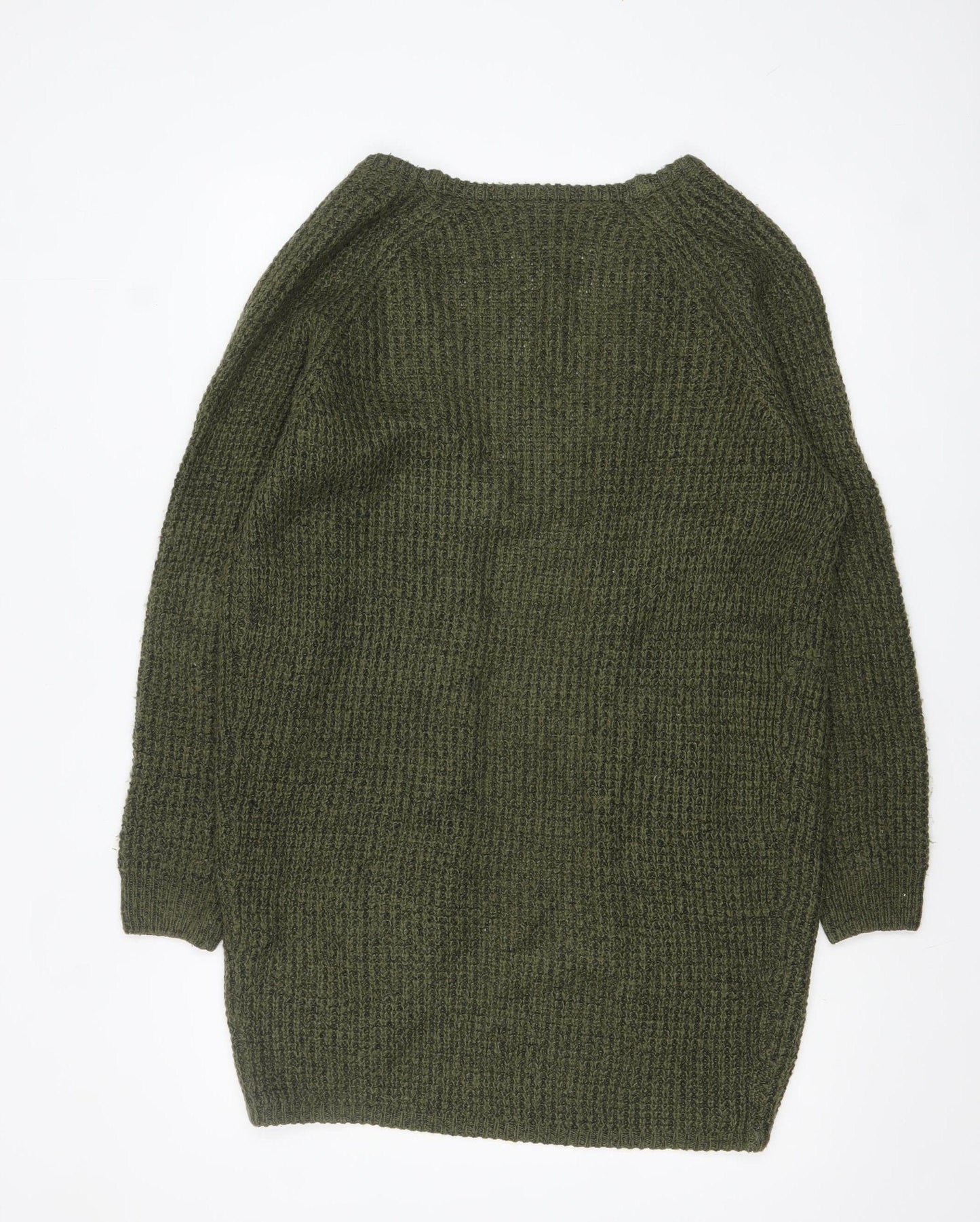 ICHI Women's Green Chunky Knit Open Cardigan Size S