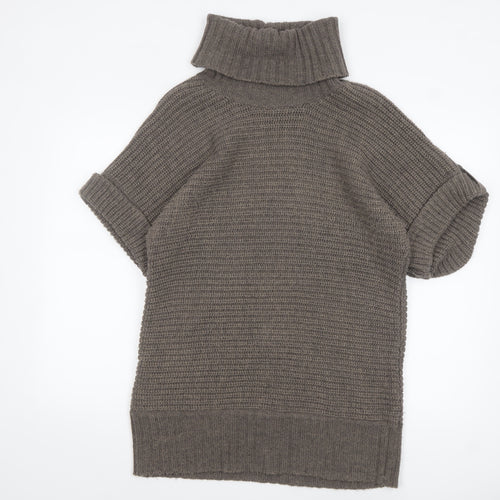 Marks and Spencer Women Brown Roll Neck Short Sleeve Tunic Jumper Size 16